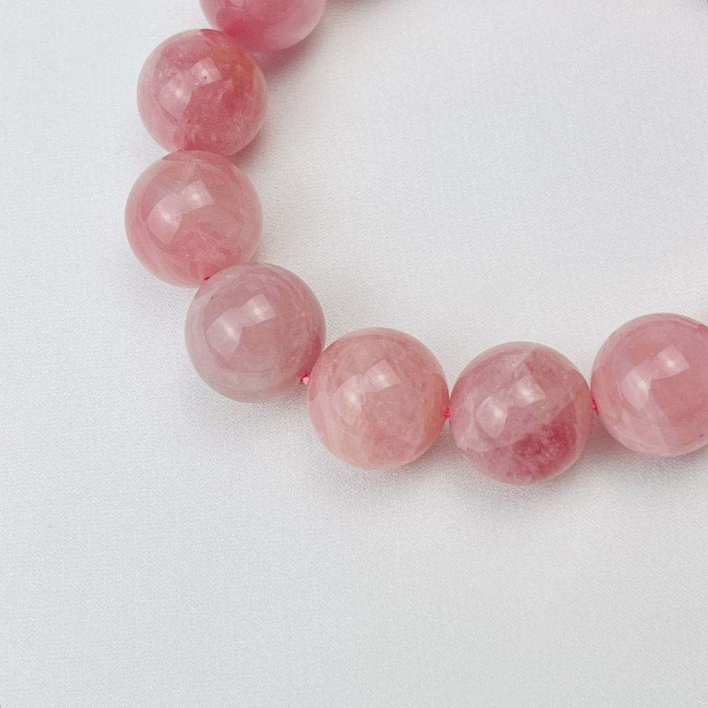 Браслет из мадагаскарского Розового кварца и Жемчуга 18 см