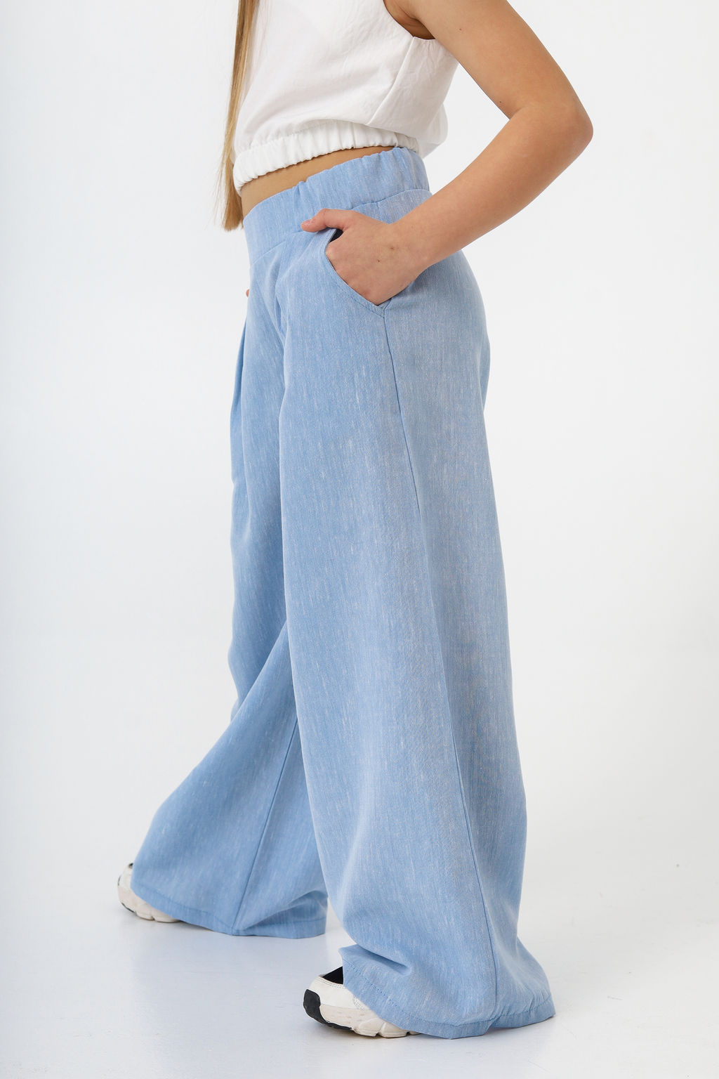 Рубашка-хенли Лен, голубой меланж - Inzibe фото 24