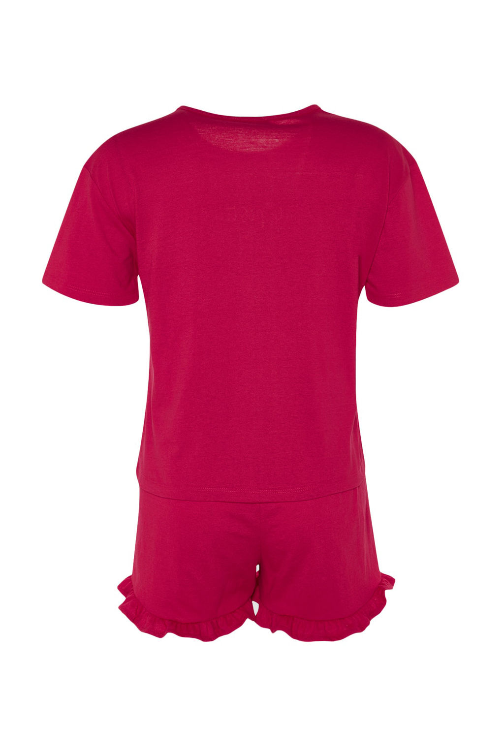 Trendyolmilla Fusya %100 Pamuklu Nak?sl? F?rf?r Detayl? Sortlu Orme Pijama Tak?m? THMSS20PT0165  фото 17