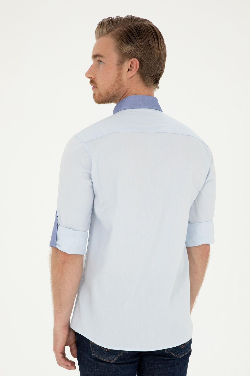 U. S. Polo Assn / Мужская голубая рубашка с длинным рукавом - U.s. polo assn фото 5