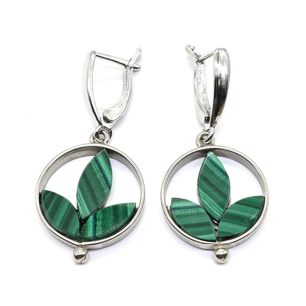 Серьги с малахитом 19мм