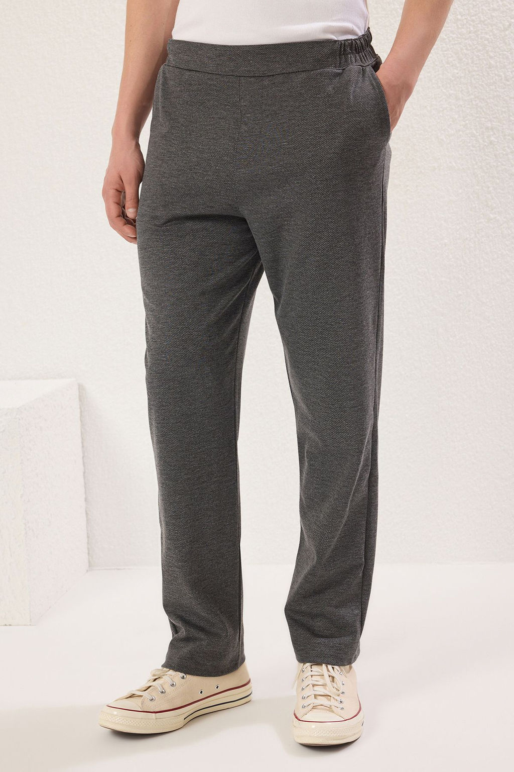 TRENDYOL MAN Antrasit Beli Lastikli Rahat S?k Orme Pantolon TMNSS25PL00022 - Trendyolmilla фото 4