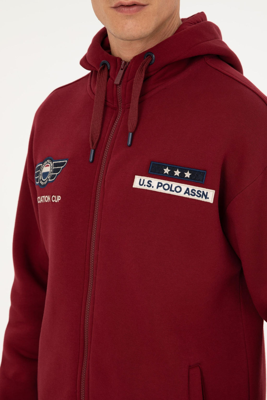 U. S. Polo Assn / Мужской бордовый вязаный кардиган - U.s. polo assn фото 7
