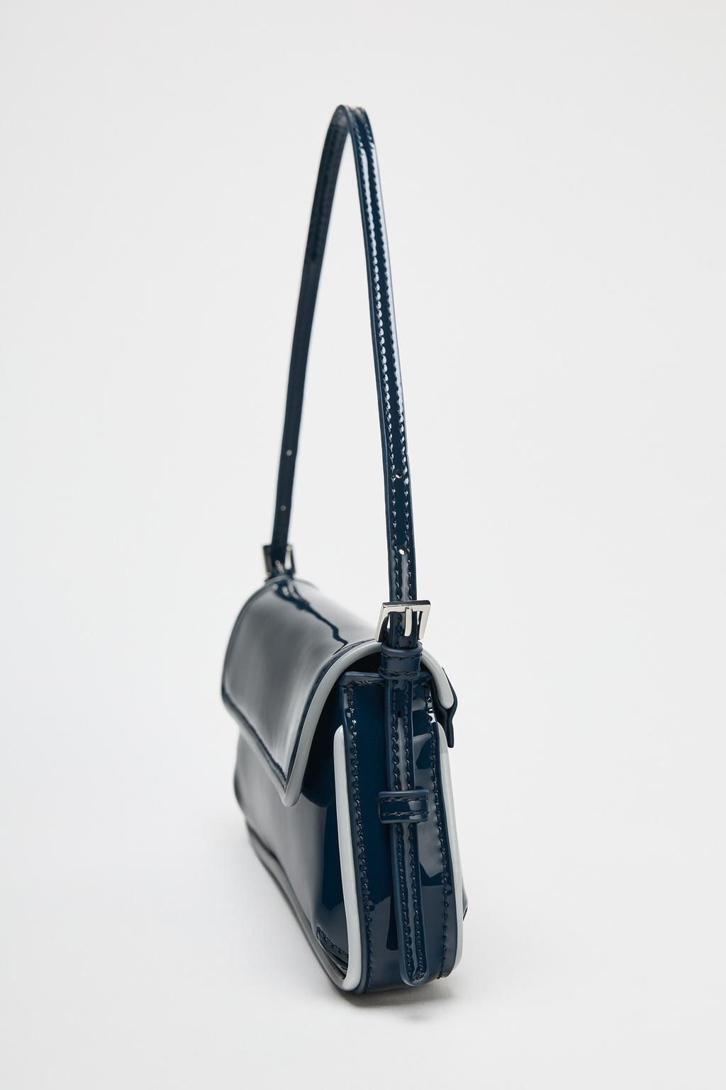 CONTRAST PATENT-EFFECT SHOULDER BAG - Zara фото 5