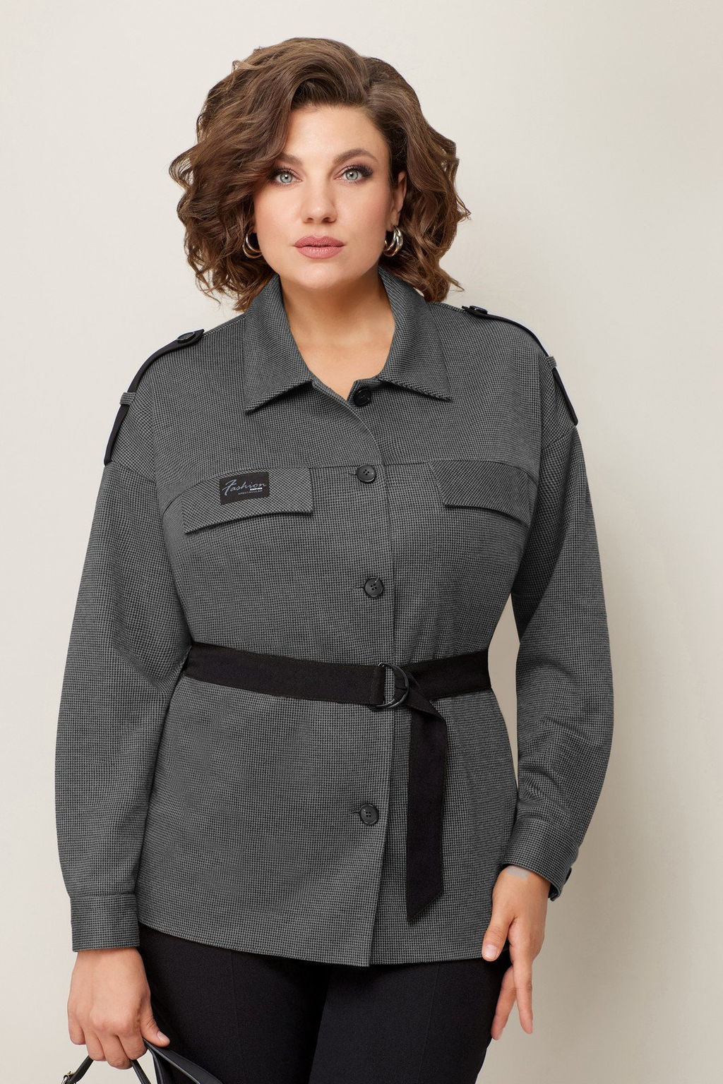 Брючный белорусский костюм осенний больших размеров - Almond фото 3