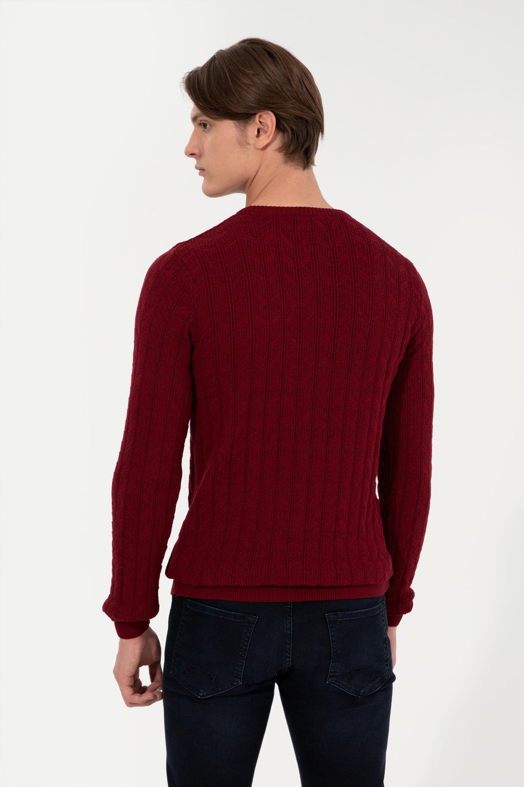 Erkek Bordo Basic Kazak