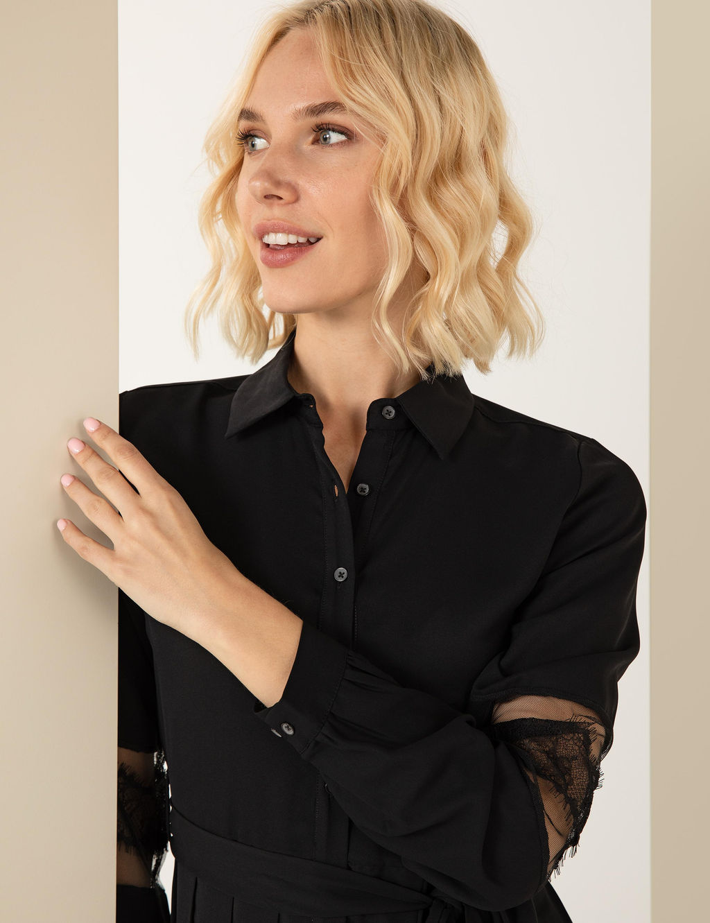 Siyah Uzunkollu Elbise - Pierre cardin фото 4