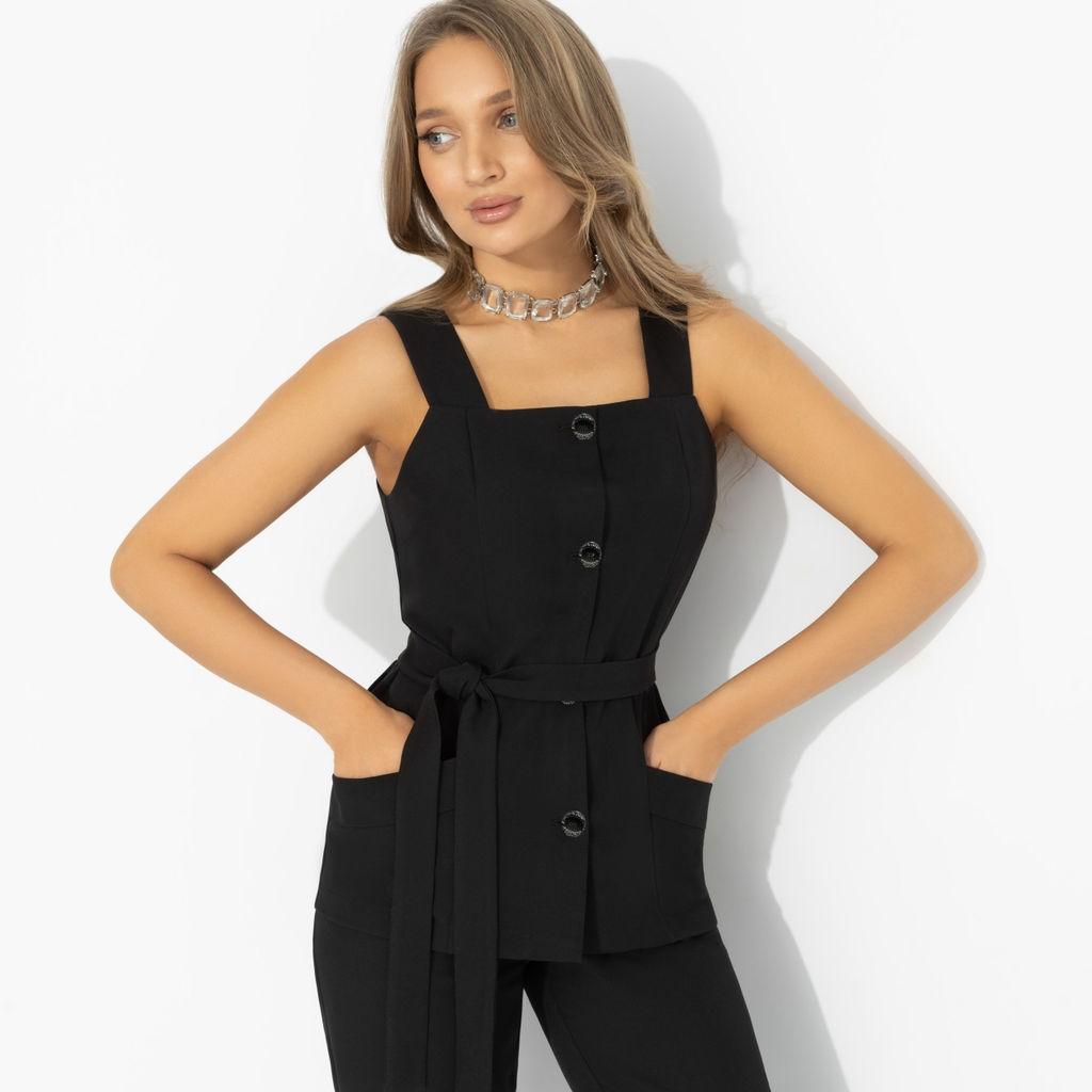 Жилет с поясом, Возьми паузу (чёрный, с поясом) - Charutti фото 2