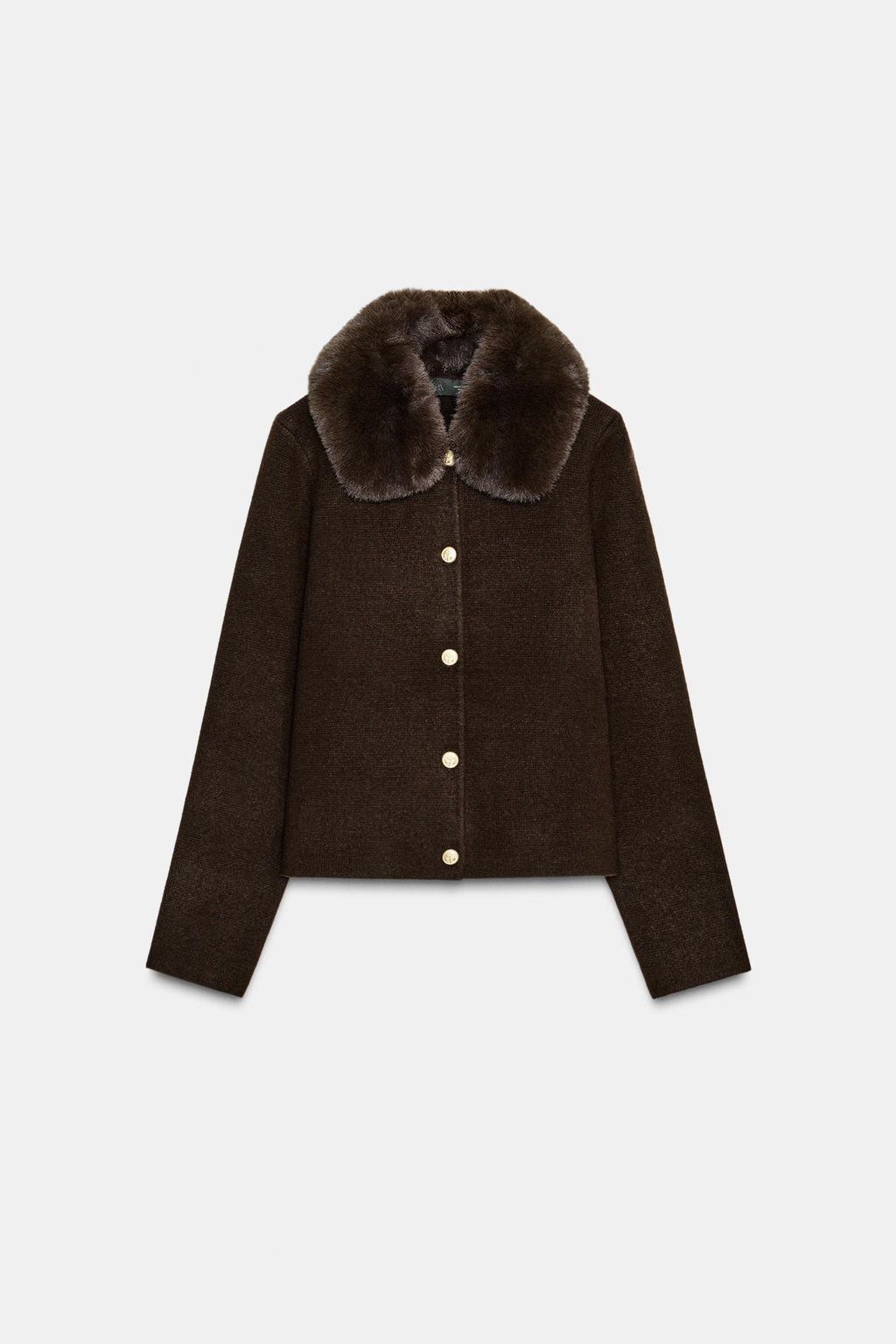 CARDIGAN WITH FAUX FUR COLLAR - Zara фото 5