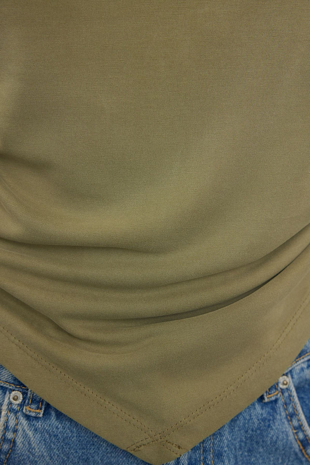 Yesil Modal Kumas Degaje Yaka Drapeli Vatkal? Asimetrik Orme Bluz TWOAW25BZ00031