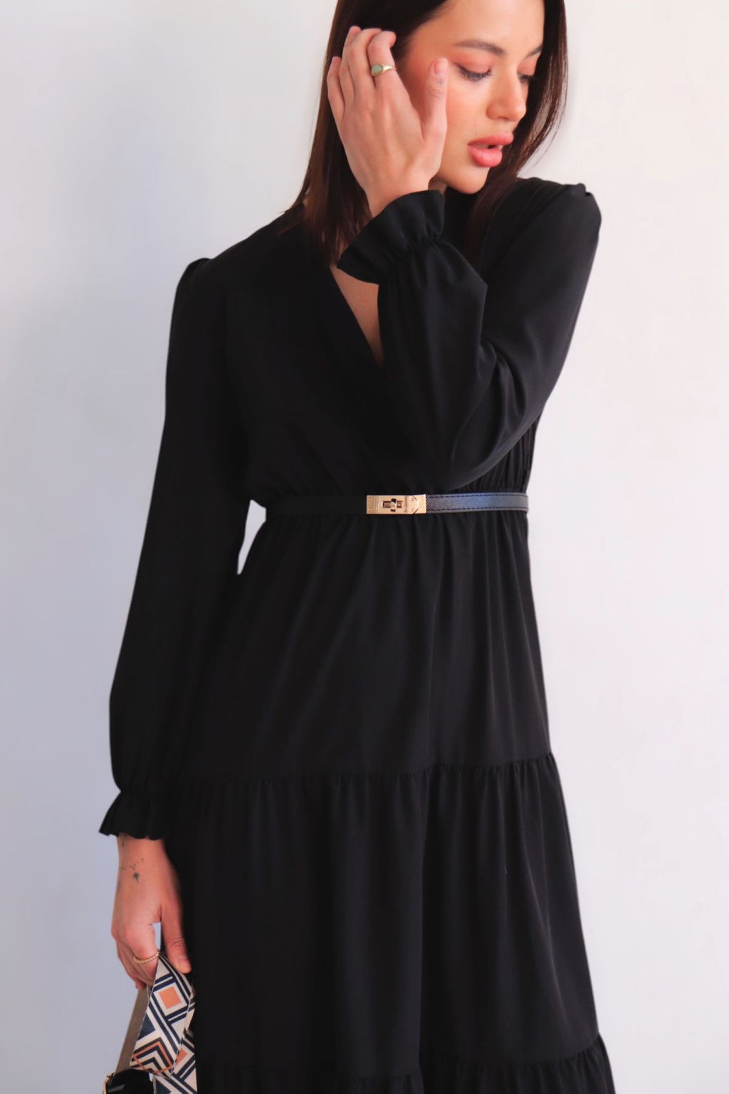 Martichelli Платье чёрное с многоярусной юбкой  фото 3