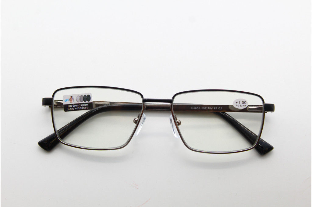 Готовые очки GLODIATR 2550 55-16-145 (фотохром+блюблокер)