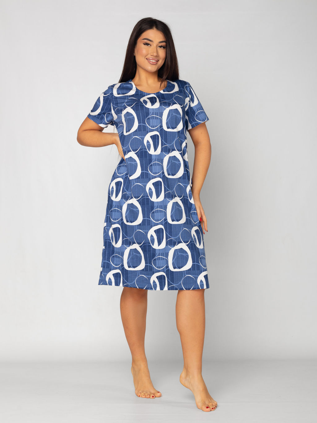 Туника женская кулирка "ЭКОЛЬ" СИНИЙ