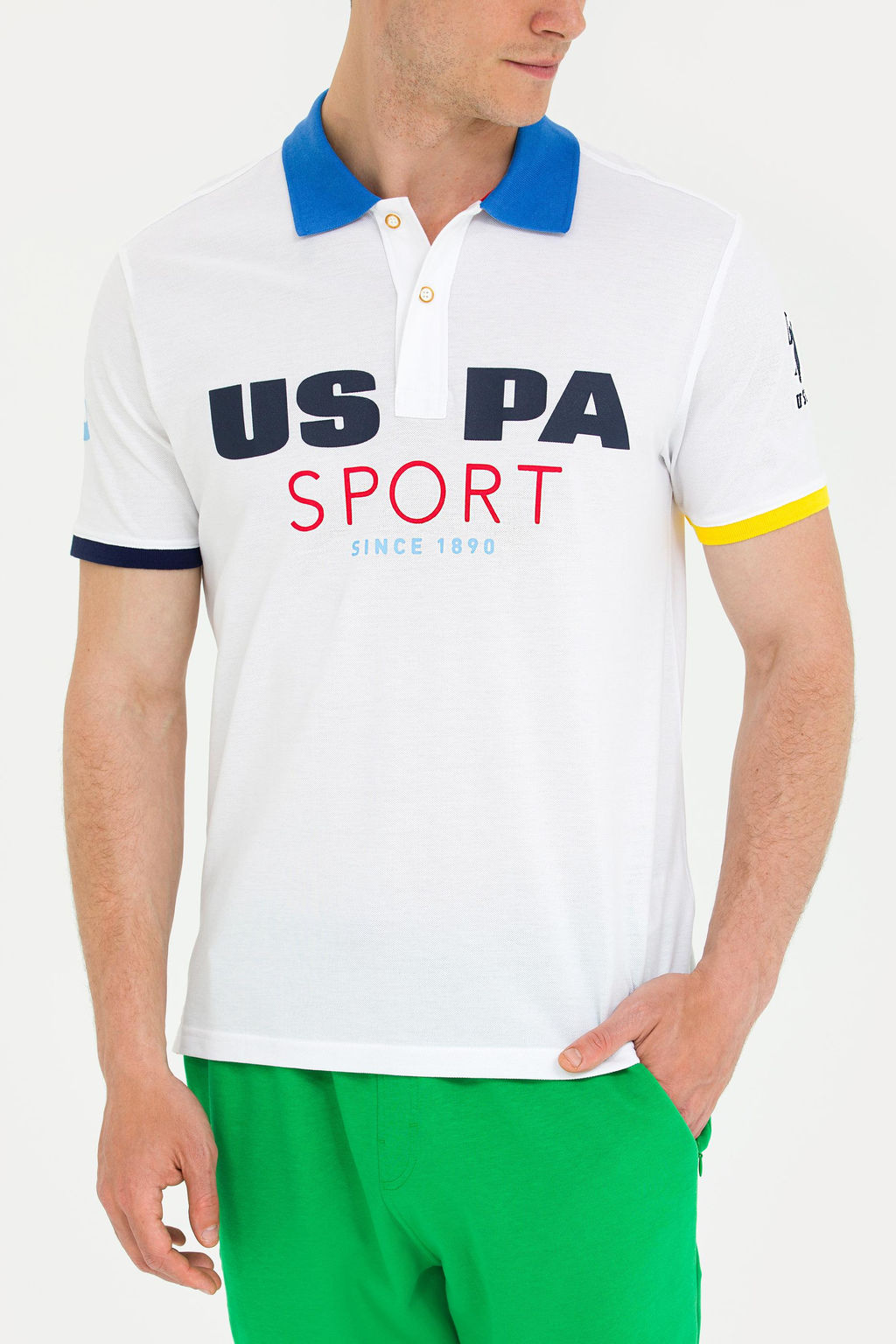 U. S. Polo Assn Мужская белая футболка с воротником-поло - U.s. polo assn фото 6