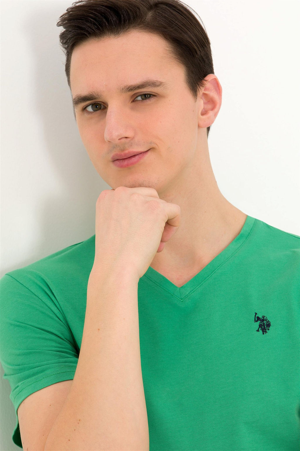 Мужская зеленая базовая футболка с круглым вырезом - U.s. polo assn фото 9