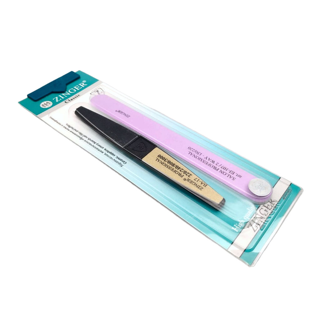 Zinger Маникюрный набор: пилка абразивная, полировка складная / Classic SIS 19, 2 предмета
