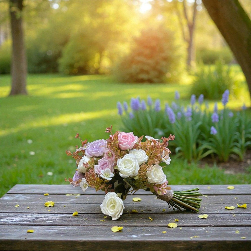 Нежные декоративные розочки, высотой 30см, 5 веточек