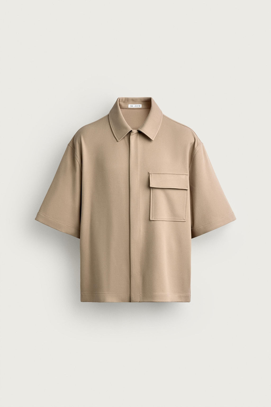 SOBRECAMISA RELAXED FIT BOLSILLO / Beige - Zara фото 6