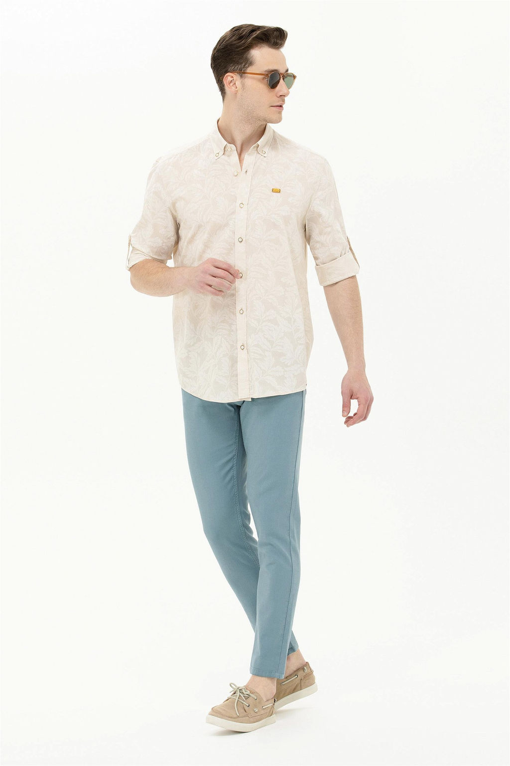 U. S. Polo Assn Мужская рубашка с длинным рукавом цвета экрю - U.s. polo assn фото 9