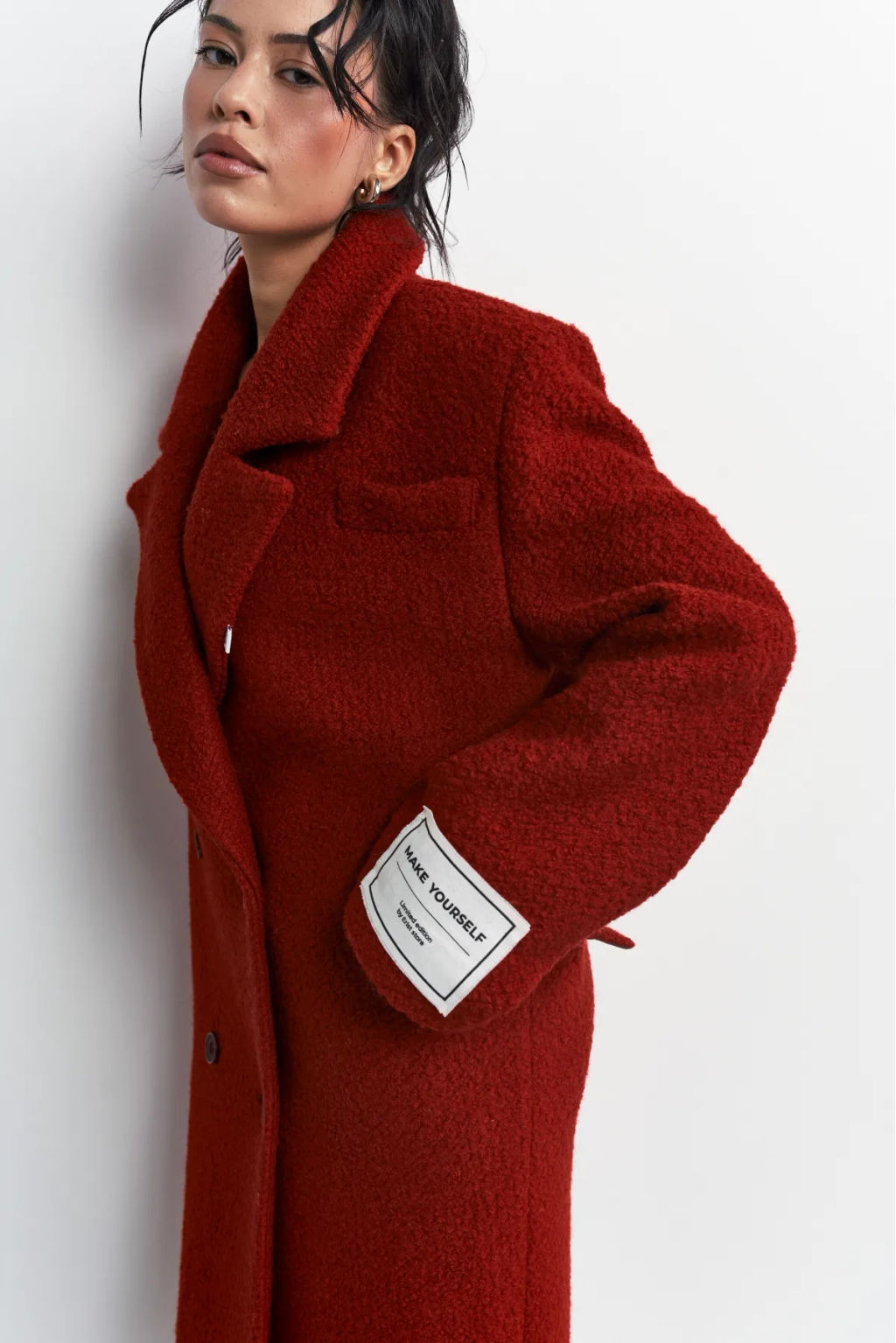 Пальто-макси из вареной шерсти Насыщенный красный - Erist store фото 9