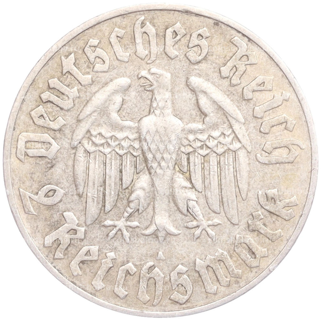 2 рейхсмарки 1933 года A Германия 450 лет со дня рождения Мартина Лютера
