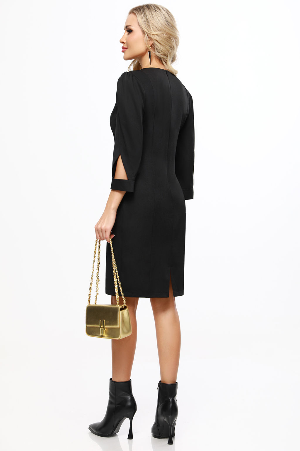 Платье черное с вырезом на рукавах - Dstrend фото 5