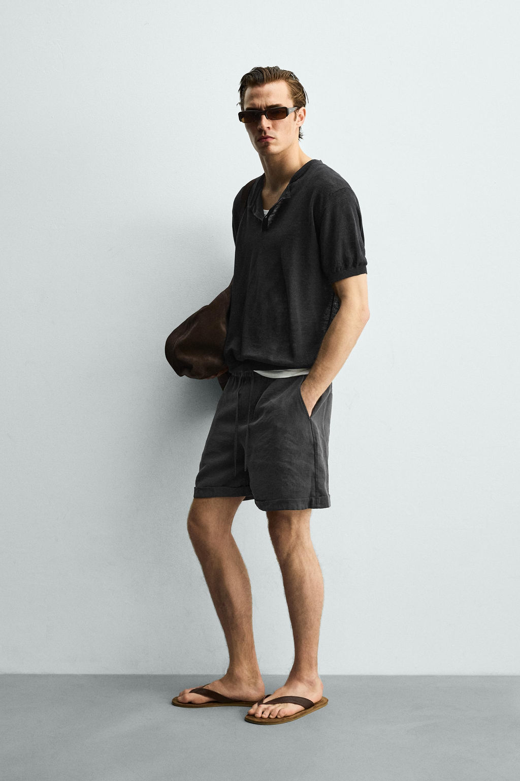 BERMUDA FLUIDA RELAXED FIT / Gris topo - Zara фото 4