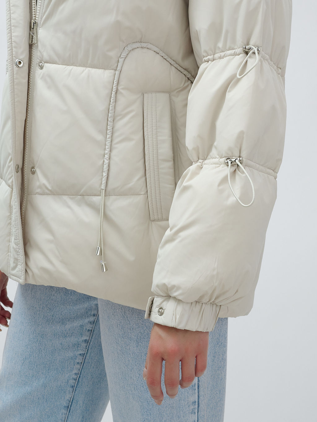 с чернобуркой ПРЕМИУМ класса Полупальто куртка зимняя коричневого цвета  бежевого цвета - Mtforce фото 11