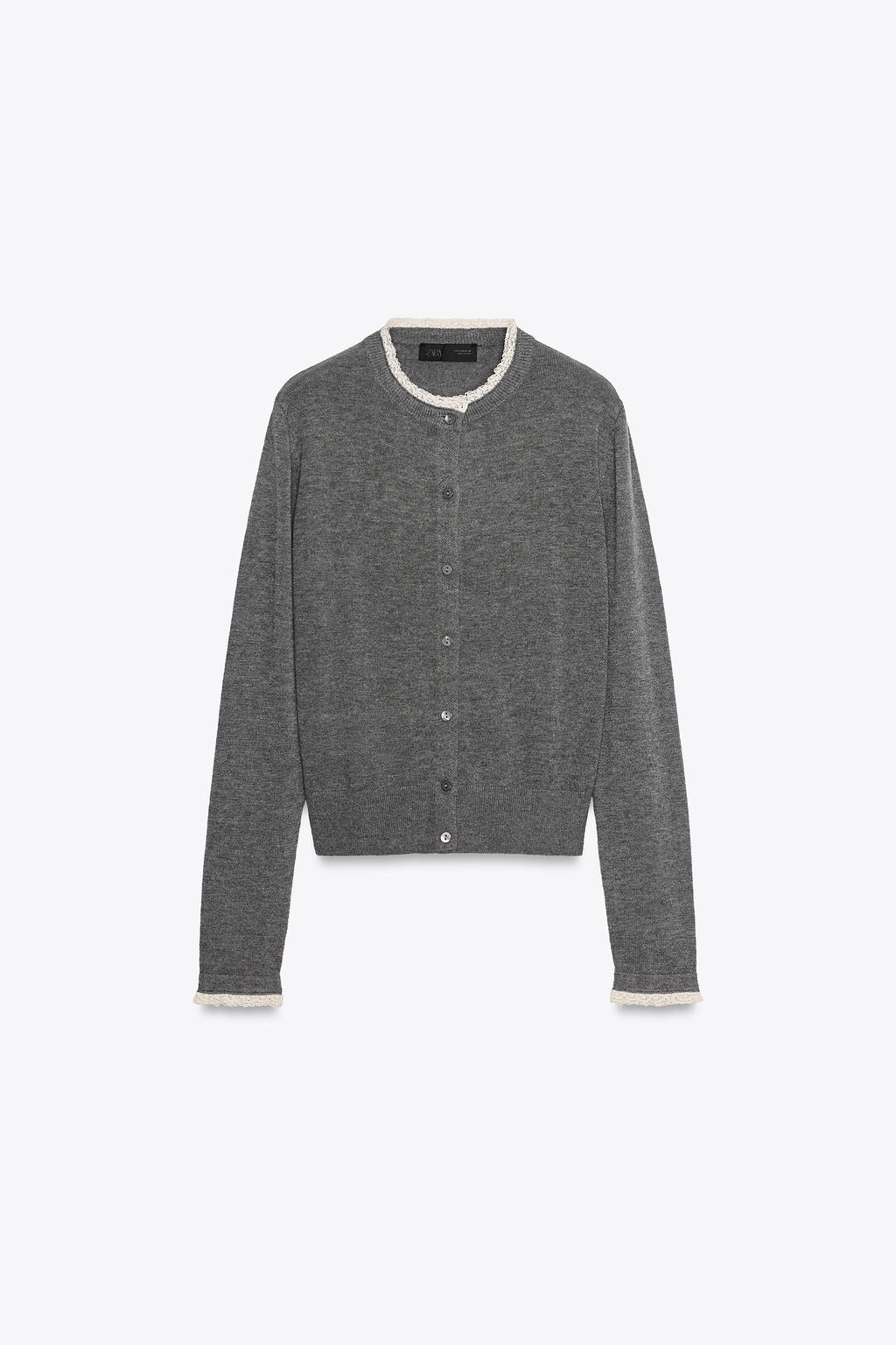 LACE TRIM COMBINATION CARDIGAN - Zara фото 6