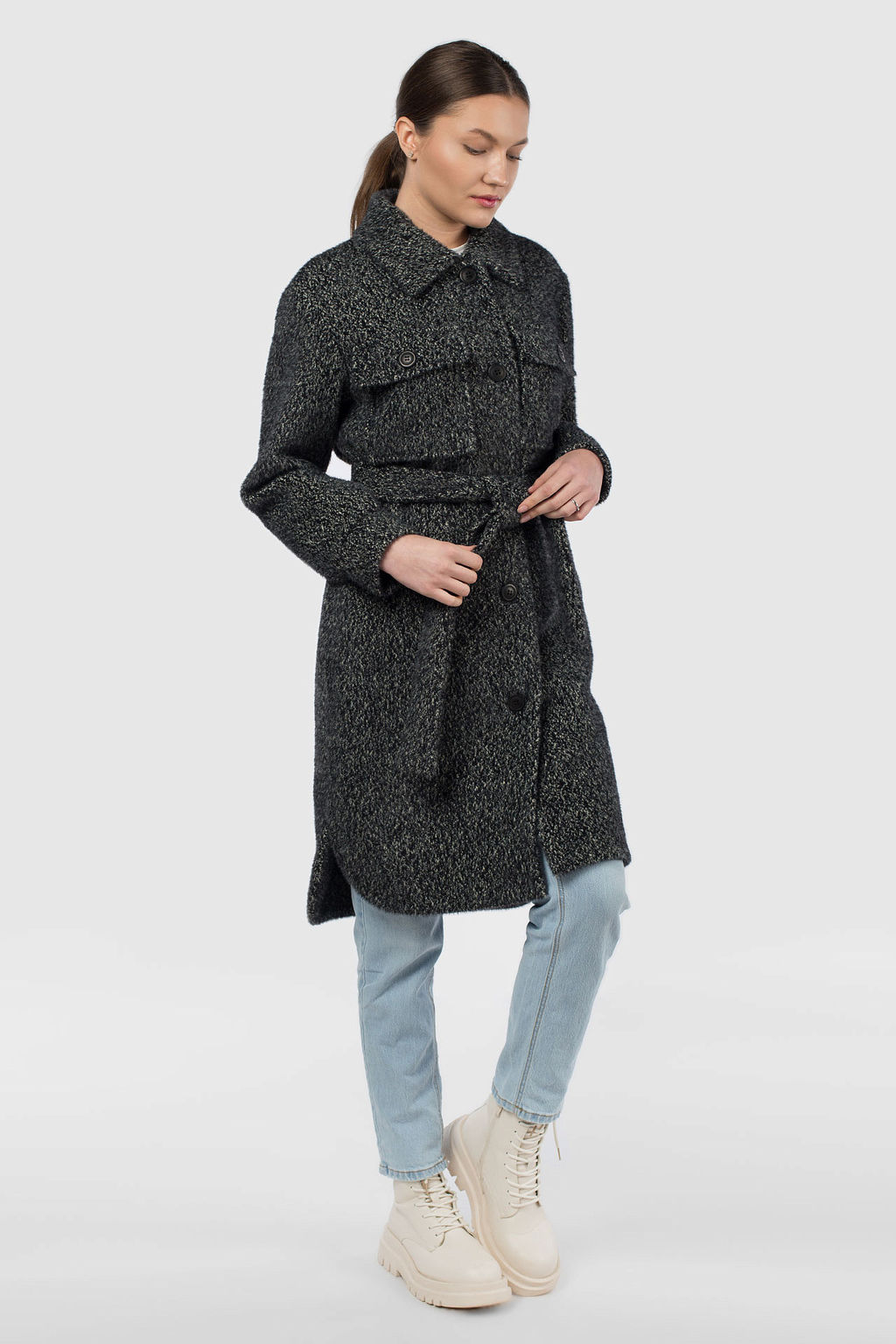 Пальто женское демисезонное (пояс) - El podio фото 12