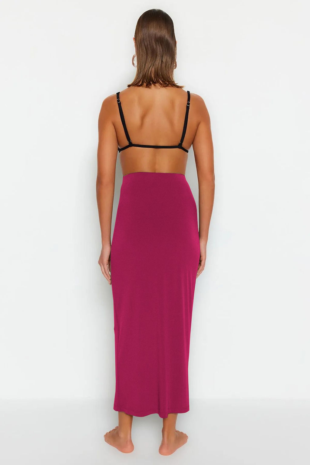 Bordo Dokuma Maxi Plaj Etek TBESS23ET00021