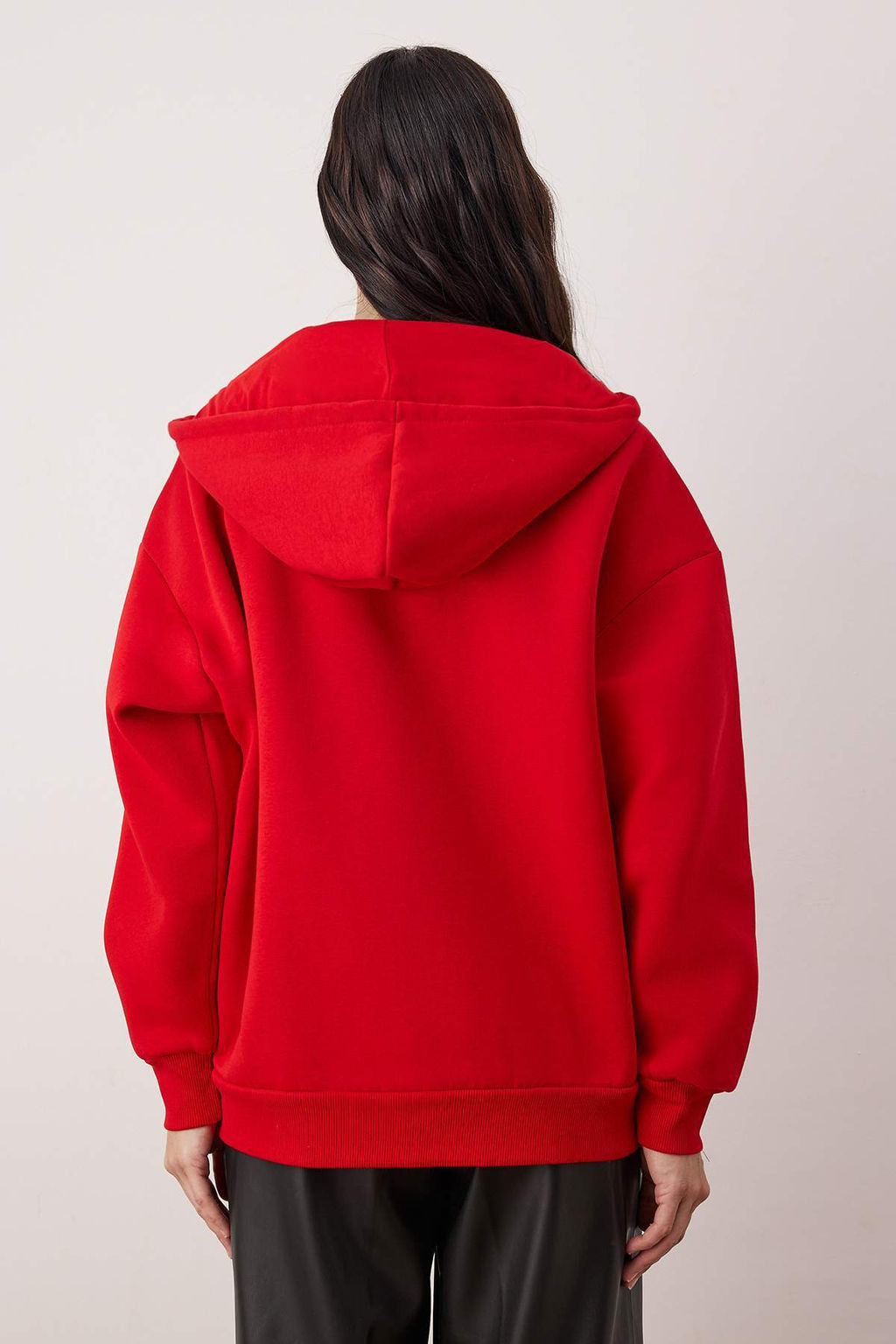 K?rm?z? Oversize/Rahat Kesim Fermuarl? Kal?n Ici Polarl? Orme Sweatshirt TWOAW24SW00188