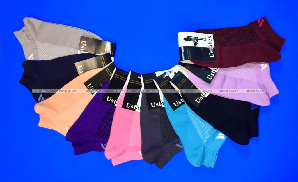 Цена за 5 пар.5 ПАР - ЮстаТекс носки женские 2с19 спортивные сетка укороченные Ассорти - 5 ПАР