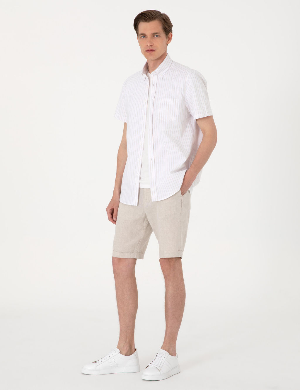 Bej Regular Fit _izgili K_sa Kollu G_mlek - Pierre cardin фото 4