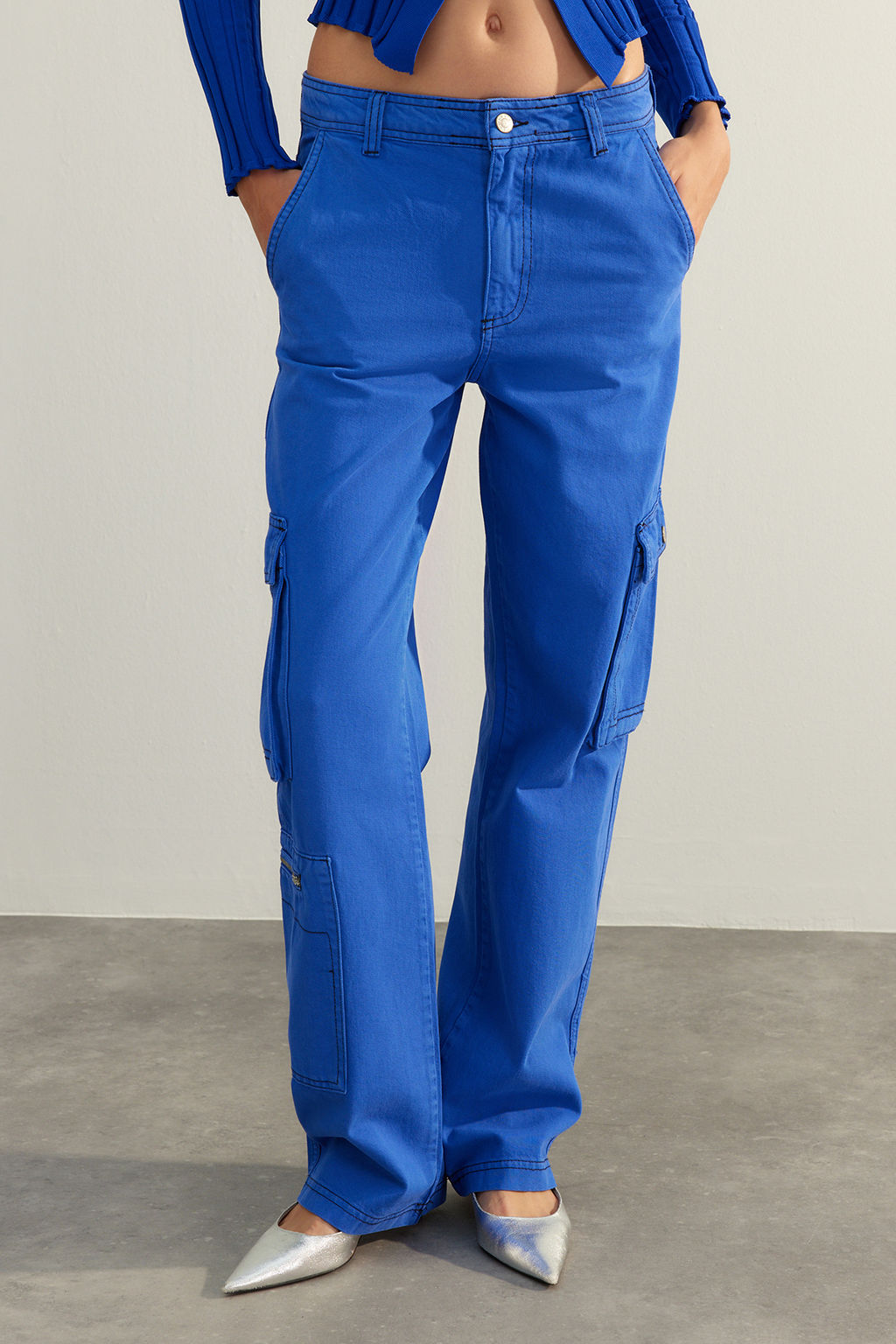 Limited Edition Saks Kargo Cepli Yuksek Bel Wide Leg Jeans TWOAW24JE00229 - Trendyolmilla фото 4
