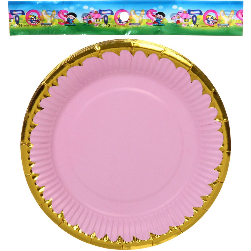 Тарелка бумажная 18 см в наборе 10 шт "Праздничный день", розовый