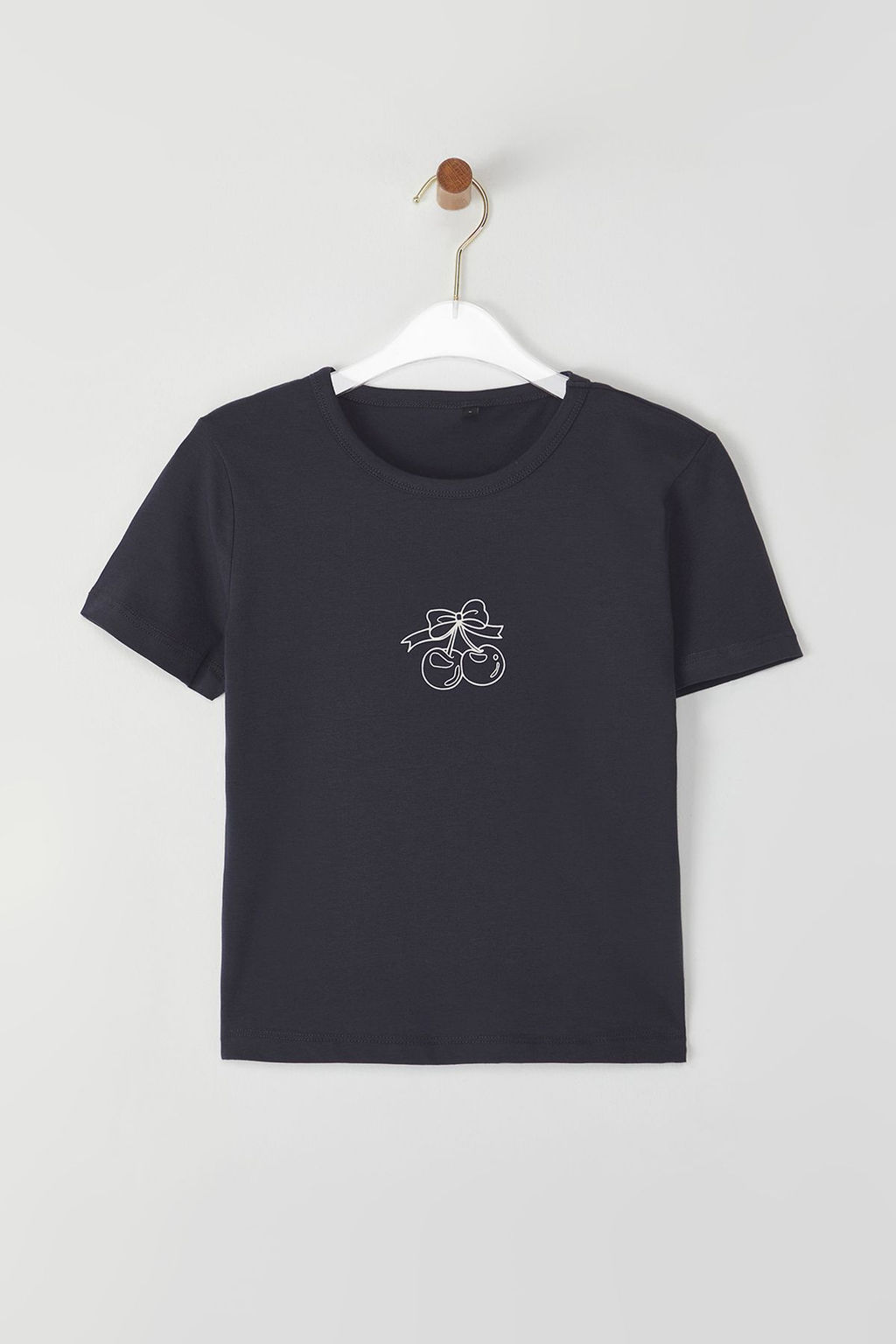 TRENDYOLMILLA Antrasit Fitted/Vucuda Oturan Nak?sl? Orme T-Shirt TWOSS25TS00082  фото 7