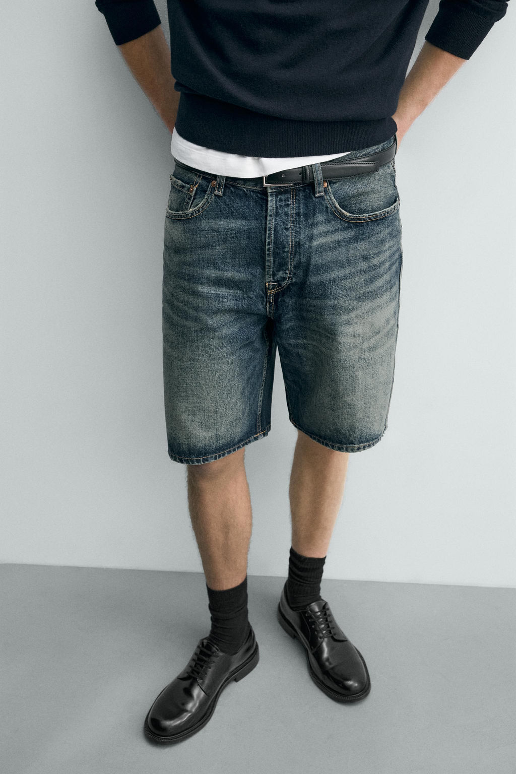BERMUDA DENIM STRAIGHT FIT / Azul / Verde - Zara фото 5