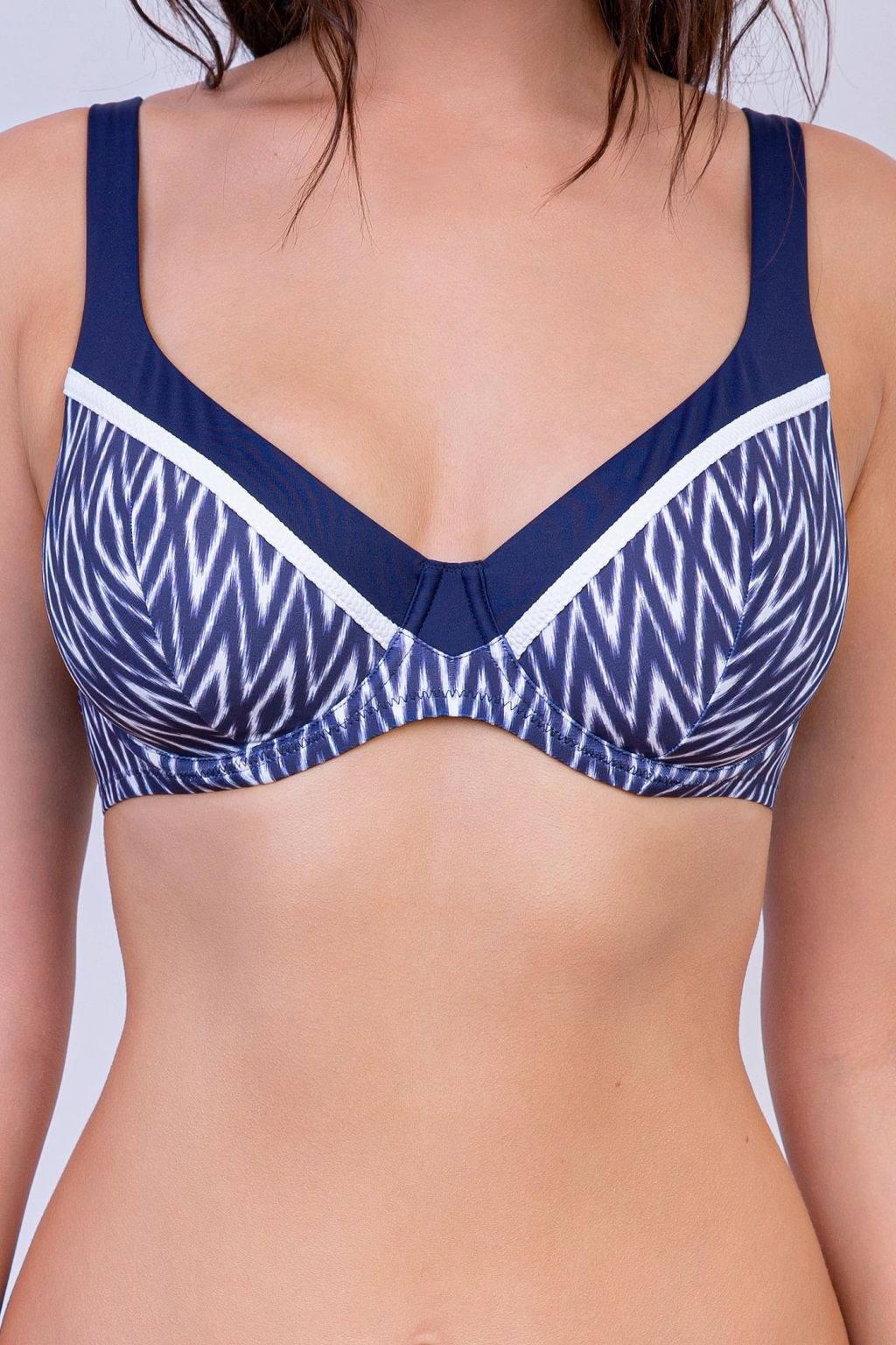 -72% БЮСТГАЛЬТЕР КУПАЛЬНЫ Milavitsa 470126/755 синий с белым  фото 3