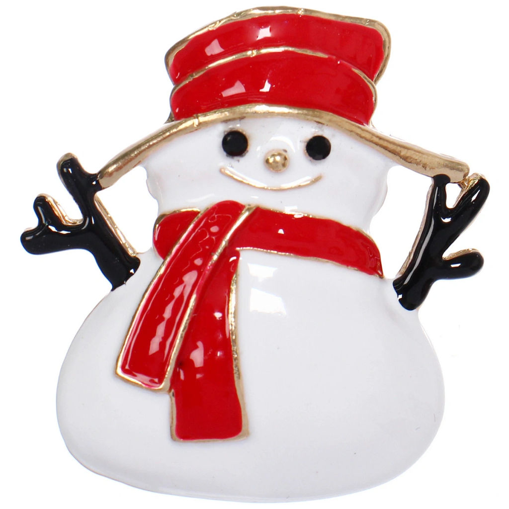 Цена за 3 шт. Брошь "Рождественское чудо - Снеговик", 4,2*3,5см