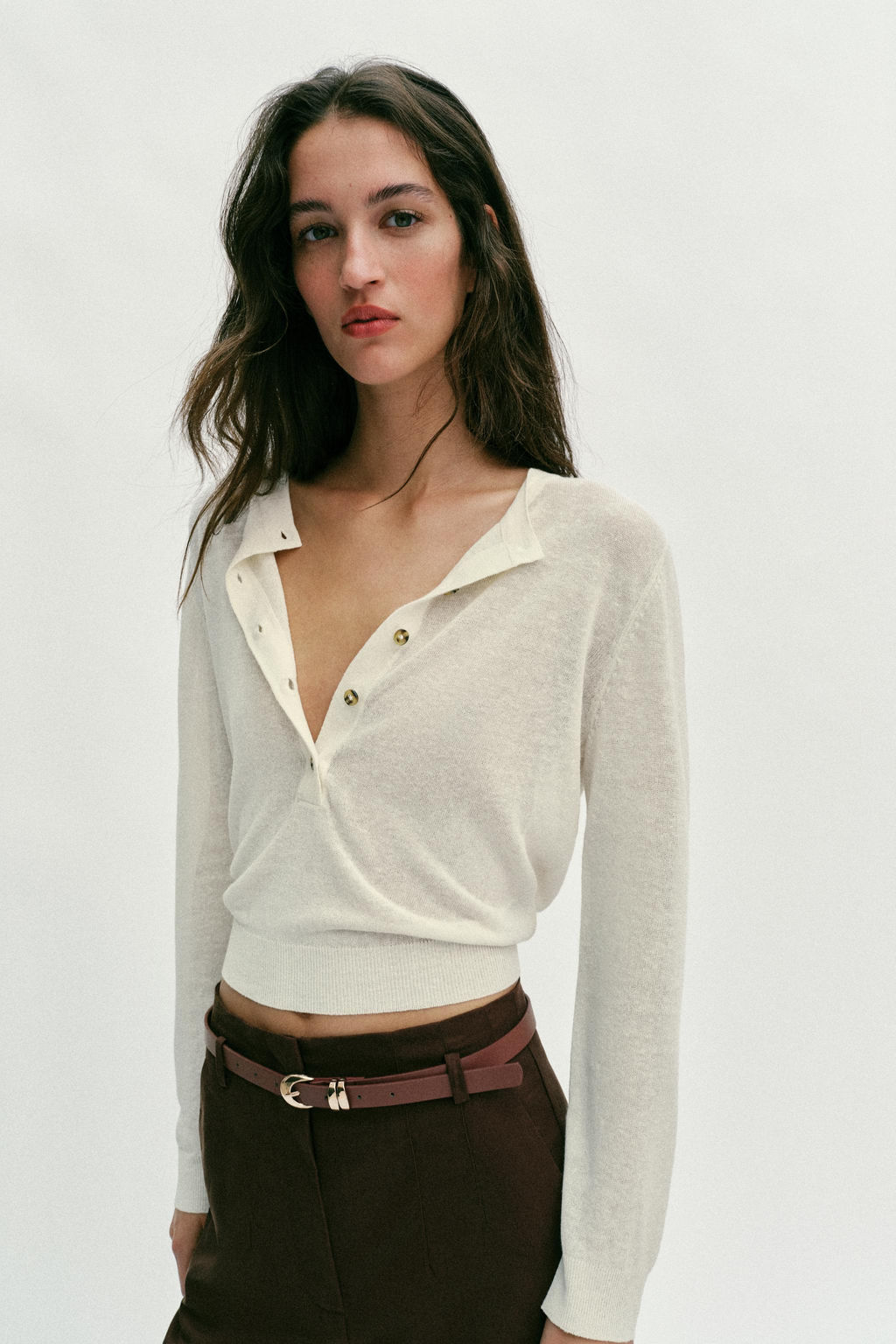 PANTAL?N TIRO ALTO CINTUR?N / Marr?n - Zara фото 5