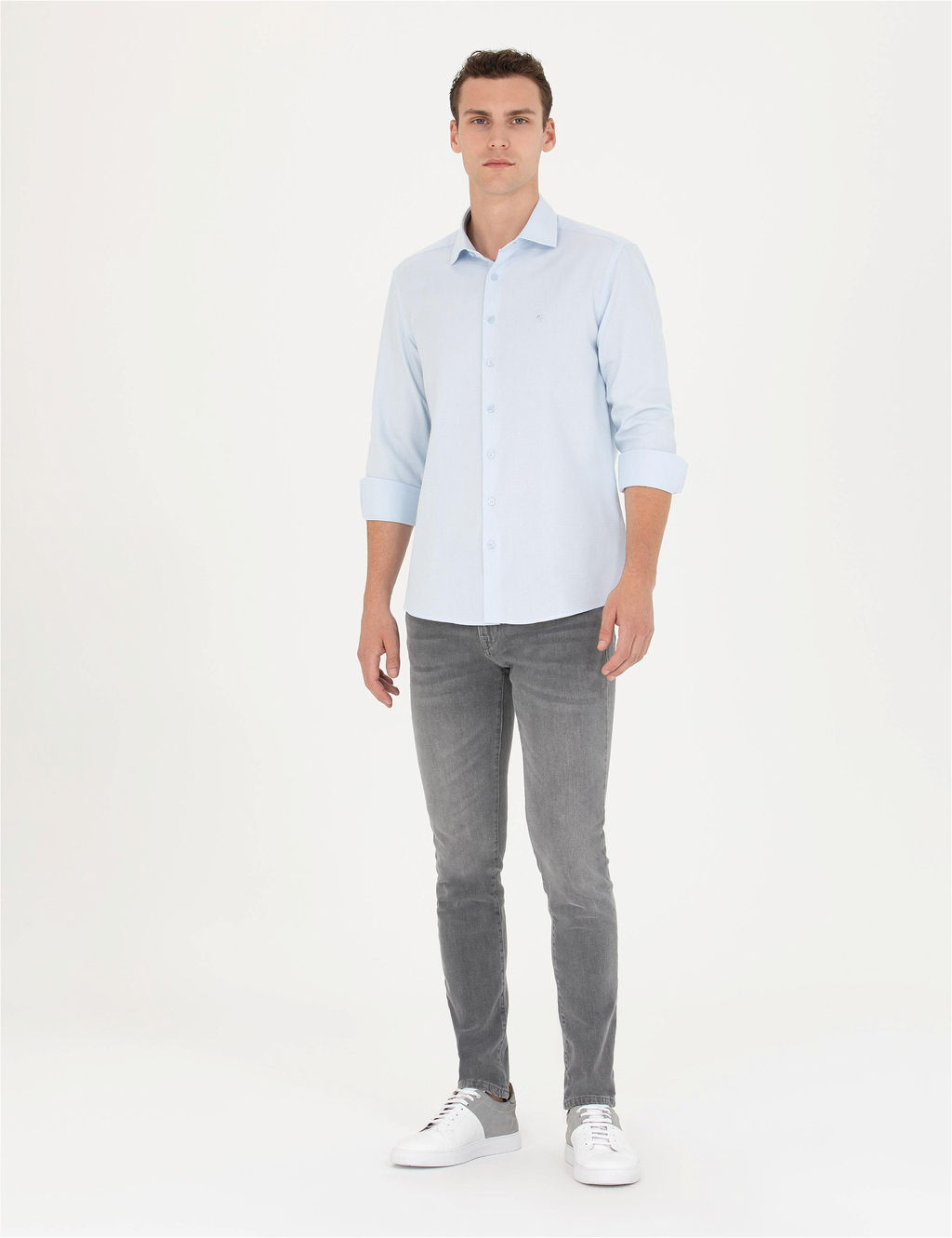 A__k Mavi Slim Fit Uzun Kollu G_mlek - Pierre cardin фото 4