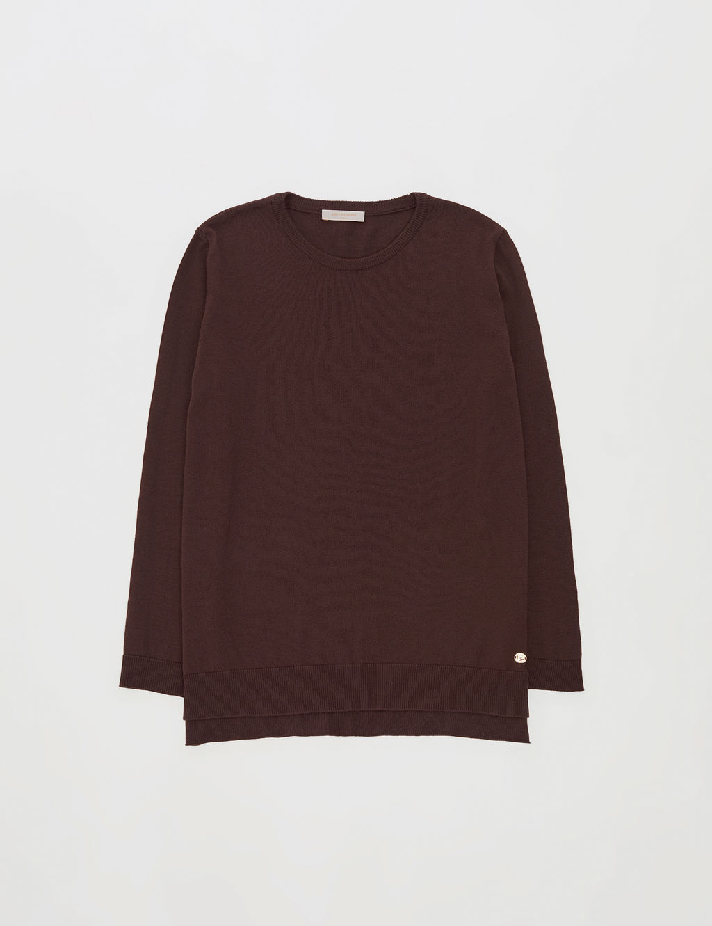 Kahverengi Comfort Fit Bisiklet Yaka Basic Kazak