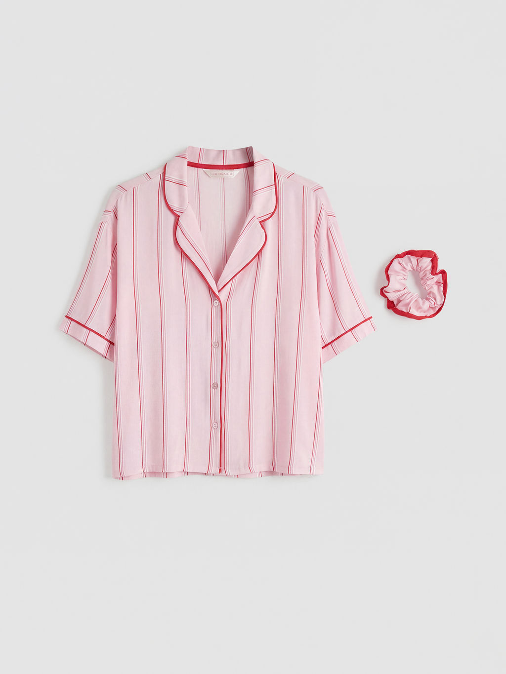 G?mlek Yaka ?izgili Kad?n Pijama Tak?m