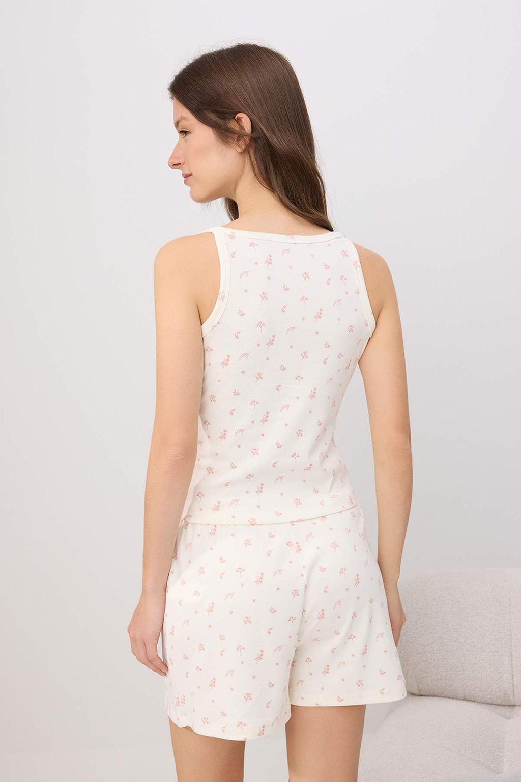 Ekru Cicekli Fitilli Atlet Orme Pijama Tak?m? THMSS26PT00203 - Trendyolmilla фото 4