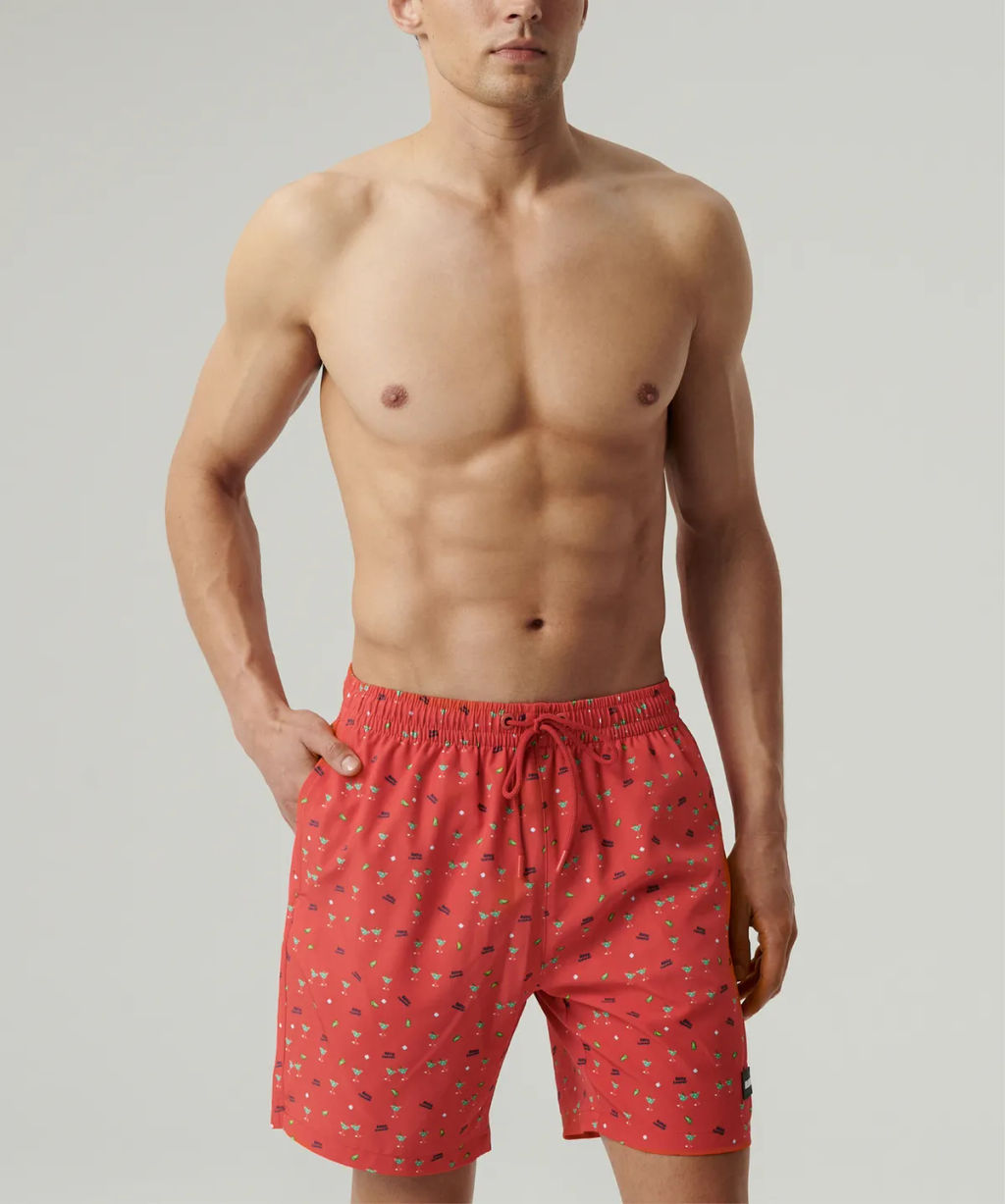 ATLANTIC KMB-221 Шорты мужские пляжные 4Way Stretch Hello Summer коралловый