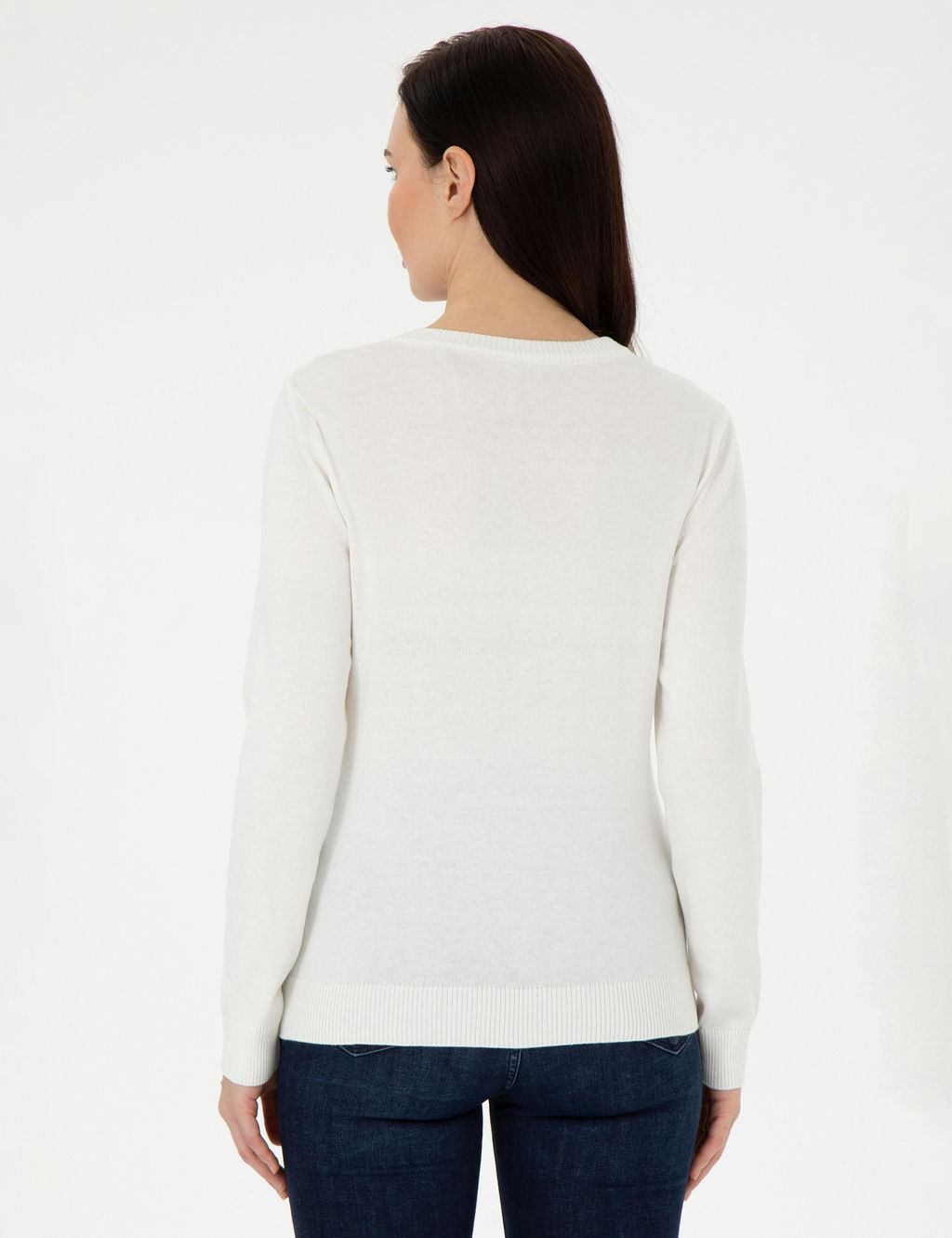 Ekru Slim Fit Basic Kazak