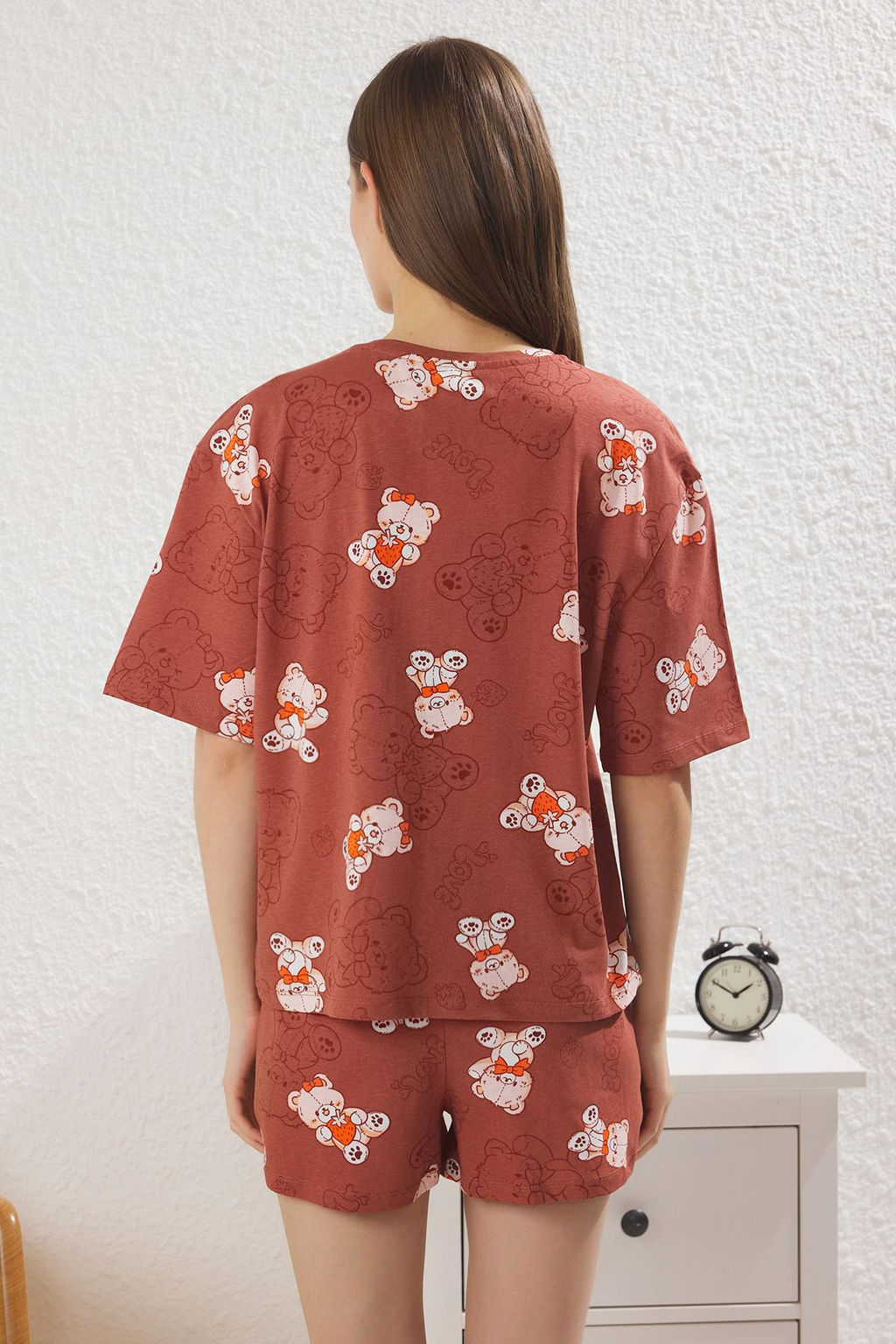 Trendyolmilla Pembe %100 Pamuklu Ay?c?kl? Sortlu Orme Pijama Tak?m? THMSS25PT00367  фото 5