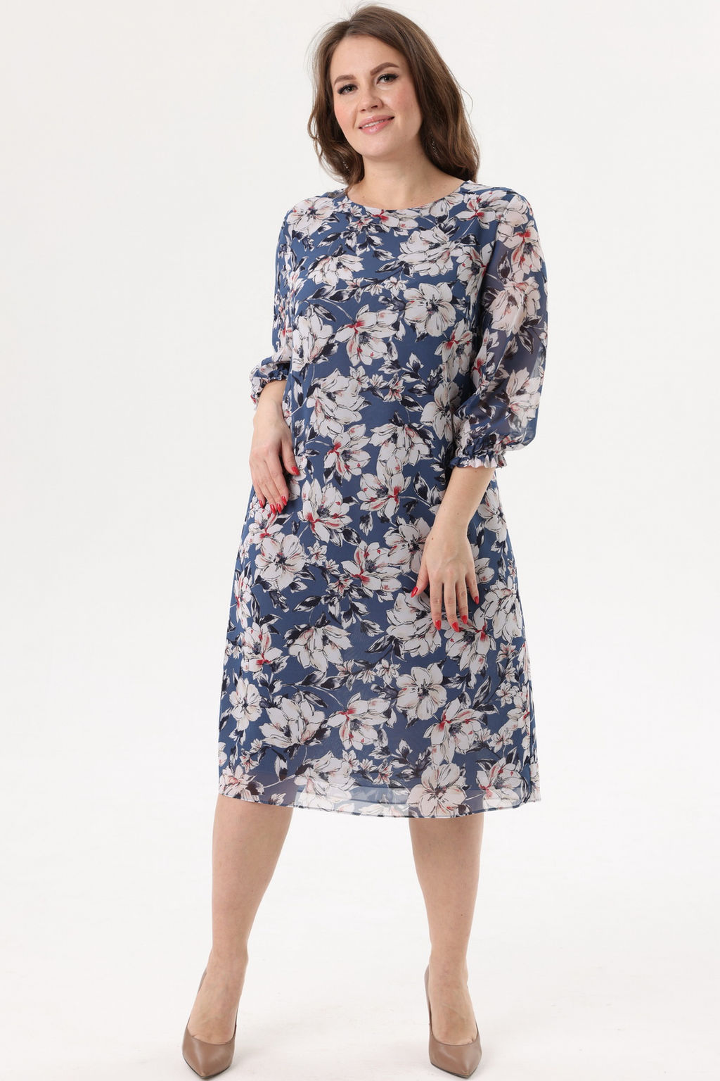 Платье женское 2122/83/Голубой, белый