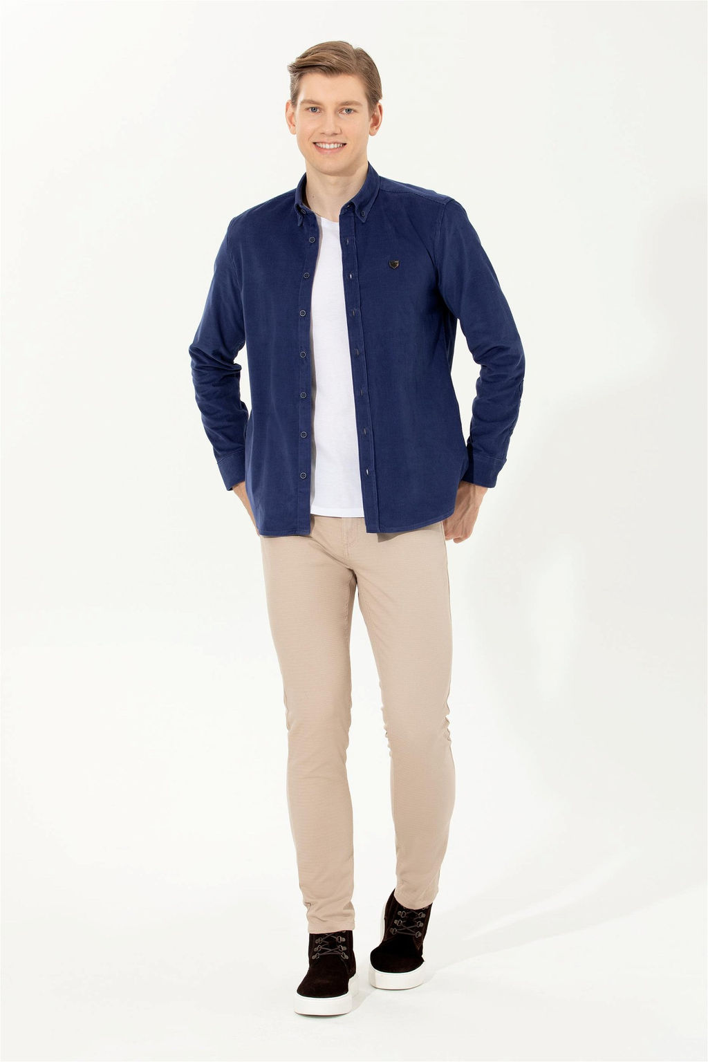 Мужская синяя скидка рубашки с длинным рукавом в корзине - U.s. polo assn фото 2